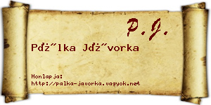 Pálka Jávorka névjegykártya